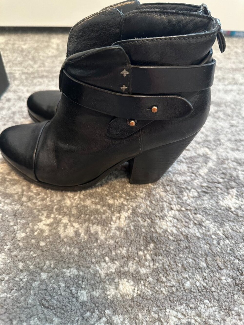 Rag & Bone Harrow Black Leather Ankle Boot Size 35 | With Box